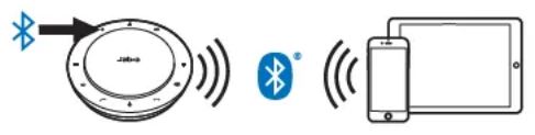 Để vào chế độ ghép nối, nhấn và giữ (2 giây) nút Bluetooth trên loa ngoài.