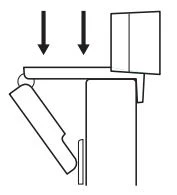 Điều chỉnh webcam để đảm bảo chân trên kẹp gắn đa năng nằm ngang với mặt sau thiết bị của bạn.