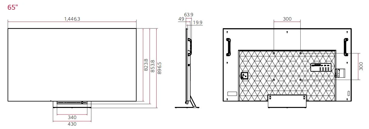 Kích thước màn hình Oled Pro 65 inch LG 65EP5G