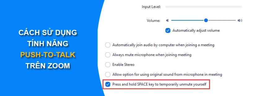 Cách sử dụng tính năng Push-to-talk trên Zoom