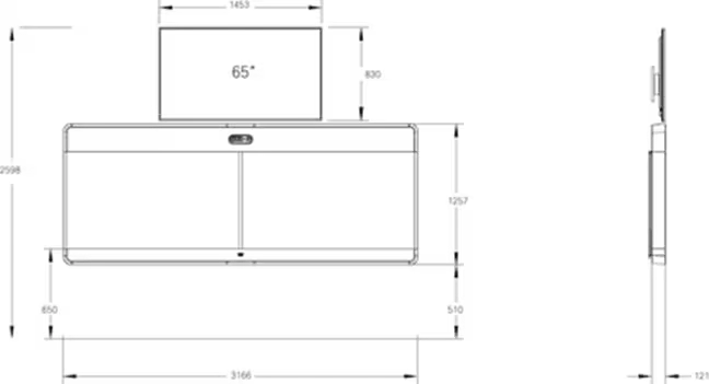 Cisco Webex Room 70 Panorama với màn hình thuyết trình 65 inch và giá treo tường