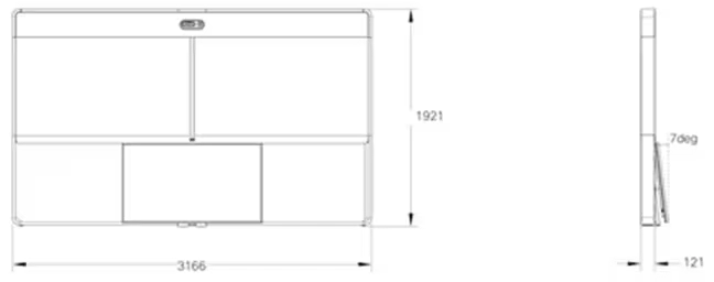 Cisco Webex Room 70 Panorama với màn hình thuyết trình 55 inch bên dưới và đặt trên sàn