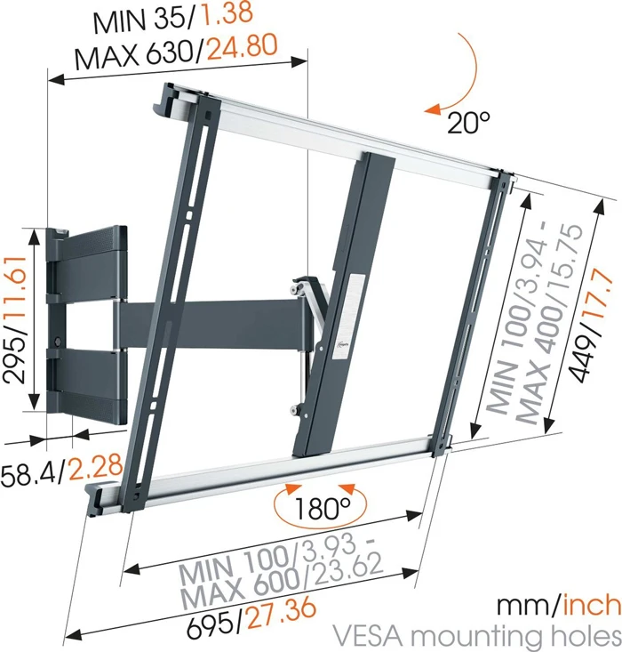 THIN 545 ExtraThin Full-Motion TV Wall Mount (black)