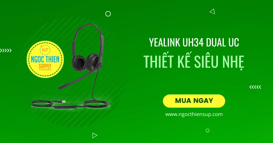 Tai nghe Yealink có dây UH34 Dual UC