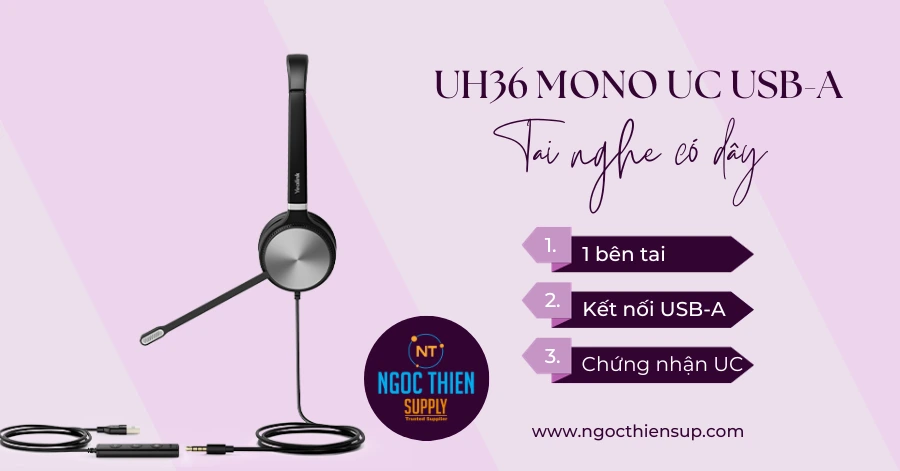 Tai nghe Yealink có dây UH36 Mono UC USB-A