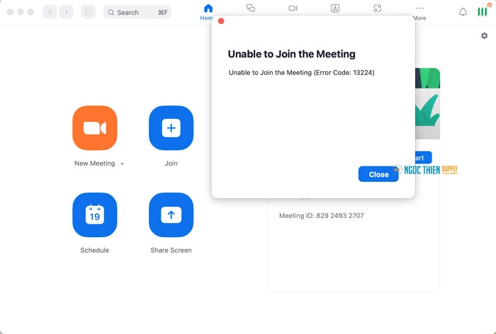 Nguyên nhân lỗi "Unable to join meeting. Error code 13224" là gì?