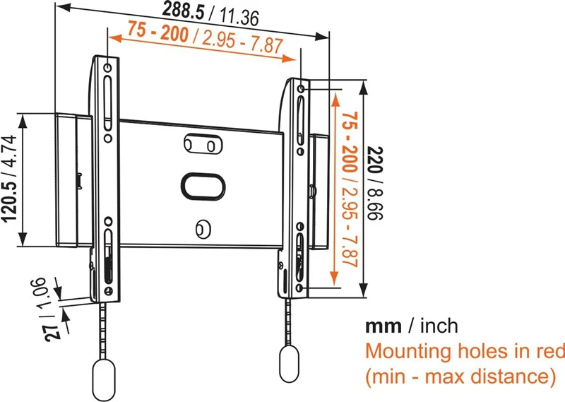 Kích thước giá treo tivi cố định Vogel's Base 05 S