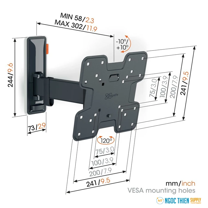 Kích thước giá đỡ TV treo tường Vogel's Comfort TVM 3225