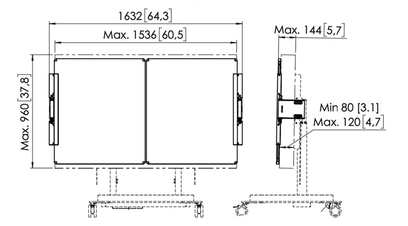 Kích thước bộ bảng trắng Vogel's RISE A226