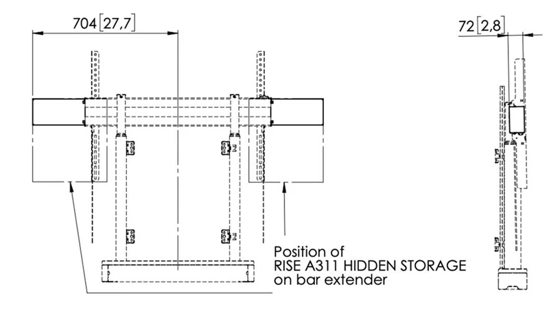 Kích thước thanh mở rộng Vogel's RISE A321