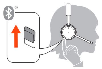Để đặt tai nghe của bạn ở chế độ ghép nối, hãy trượt và giữ nút Nguồn  khỏi vị trí tắt cho đến khi bạn nghe thấy "pairing" và đèn LED tai nghe nhấp nháy màu đỏ và xanh lam.