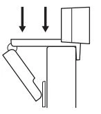 Điều chỉnh webcam để đảm bảo chân trên kẹp gắn đa năng nằm ngang với mặt sau thiết bị của bạn.