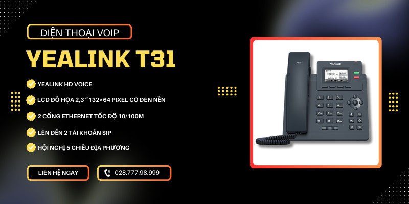 Điện thoại bàn VoIP Yealink T31 | Dual-line entry level IP phone