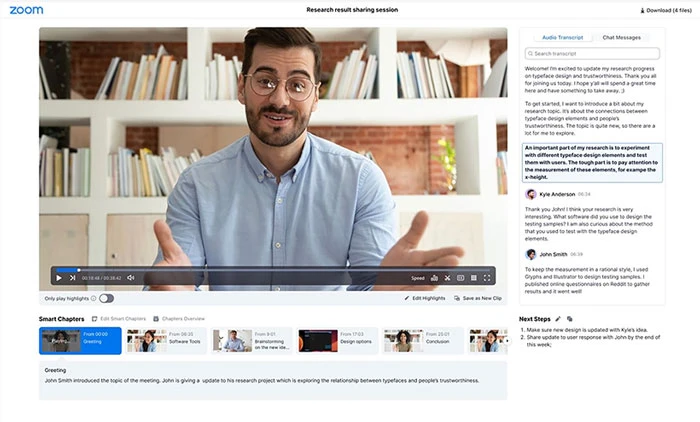 Khi bật Ghi âm thông minh, các bản ghi trên đám mây sẽ tự động được sắp xếp thành các chương và các điểm nổi bật được tạo ra để những người khác có thể chia sẻ và xem.