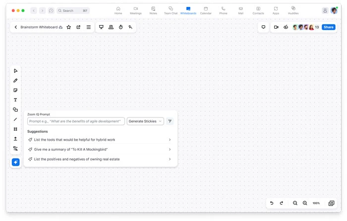 Dựa trên lời nhắc được cung cấp hoặc nội dung đã có sẵn, hãy để AI Companion tạo nội dung cho Bảng trắng của bạn.