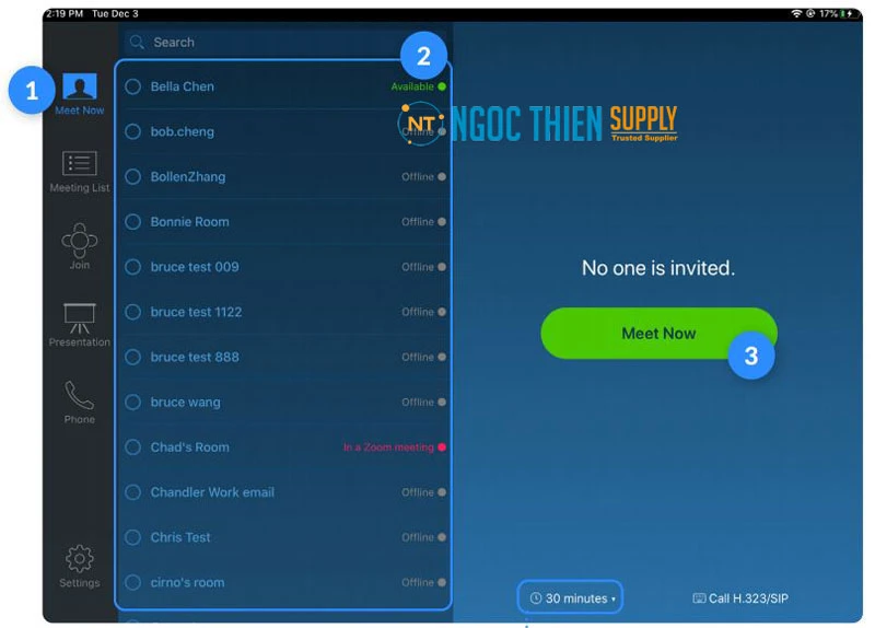 Cách dùng Meet Now trên Zoom Rooms