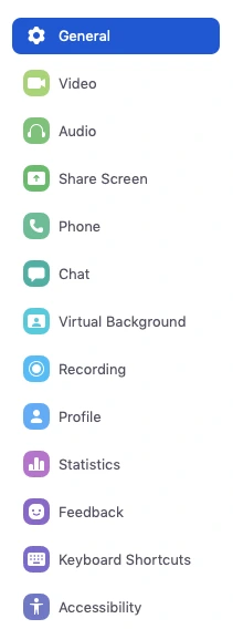 Thao tác này sẽ mở cửa sổ cài đặt, cho phép bạn truy cập vào các tùy chọn sau: