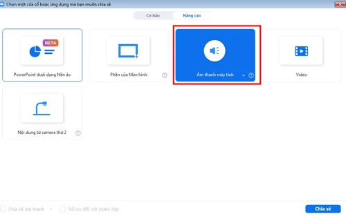 Cách chia sẻ âm thanh máy tính trên Zoom