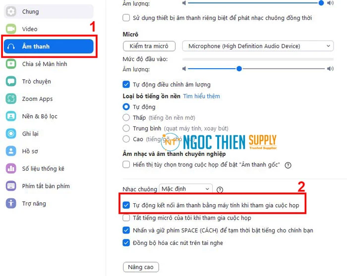 Bật tự động tham gia âm thanh bằng máy tính khi tham gia cuộc họp trên Zoom