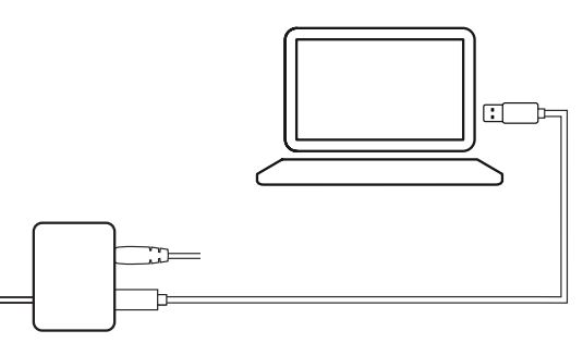 Kết nối cáp USB từ bộ chia điện với máy tính của bạn.