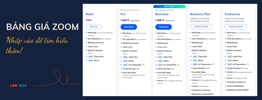 Bảng giá zoom meeting | Mua Zoom chính hãng có VAT và hợp đồng