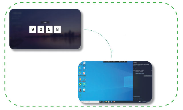 Bước 2: Nhập mã PIN code thị trên màn hình được kết nối với RoomCast và nhấp vào Connect.
