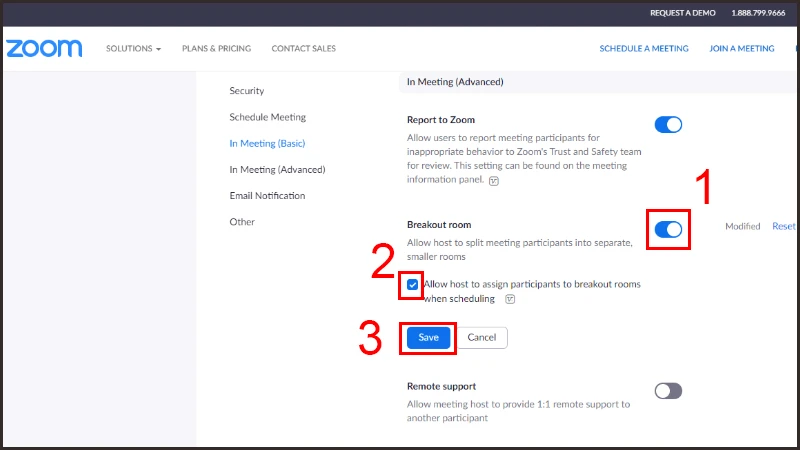 Bật tính năng Breakout Rooms