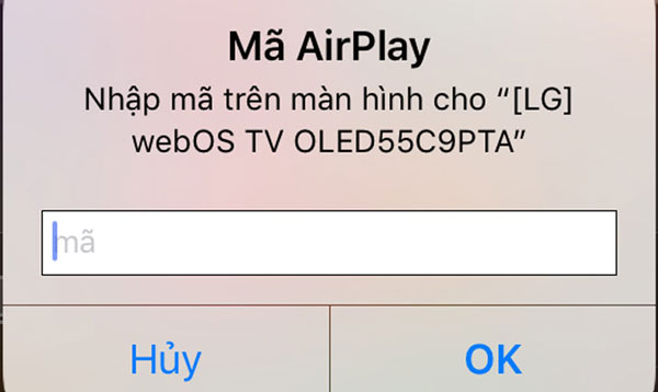 Tiến hành nhập mã AirPlay trên điện thoại