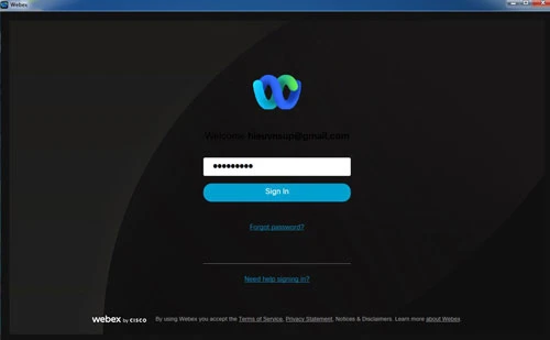 Hướng dẫn cách đăng nhập Webex