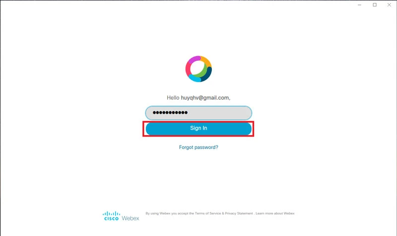 Cách đăng nhập Webex