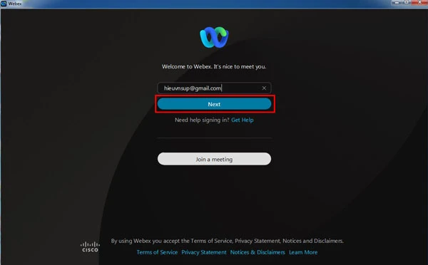 Hướng dẫn cách đăng nhập Webex