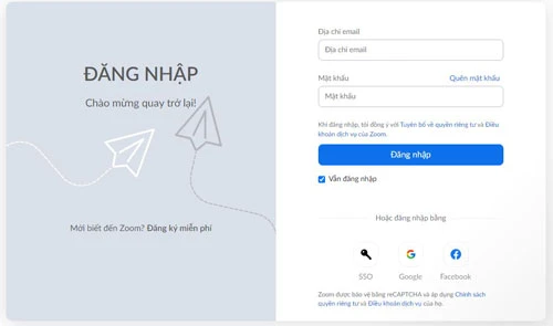 Bạn đăng nhập tài khoản Zoom vào cổng web zoom