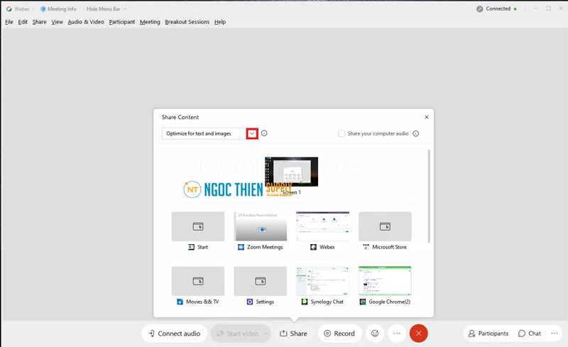 Cách share màn hình trên Webex