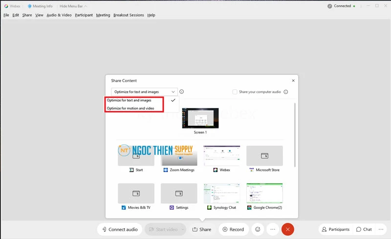 Cách share màn hình trên Webex