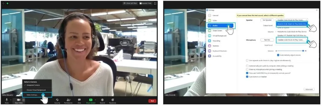 Cách sử dụng tai nghe cho cuộc họp Zoom