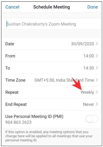 Trên trang tiếp theo, nhấn Repeat.