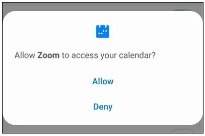 Hành động này sẽ đưa bạn đến ứng dụng lịch mặc định của mình và yêu cầu quyền.