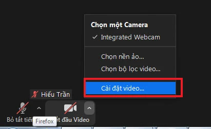 Chọn&nbsp;Cài đặt Video (Video Settings).