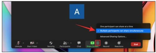 Cách bật chia sẻ màn hình đồng thời trên Zoom