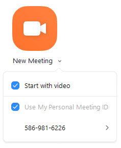 Một thực đơn tùy chọn xổ xuống, bạn đánh dấu vào dòng Use My Personal Meeting ID ( PMI)