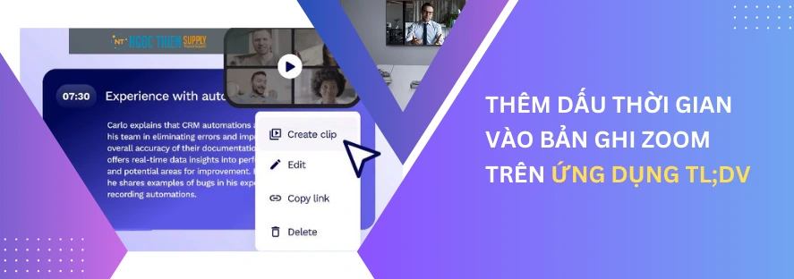 Thêm dấu thời gian vào bản ghi Zoom trên tl;dv