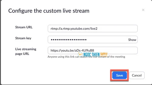 Phát trực tiếp cuộc họp tới Youtube Event