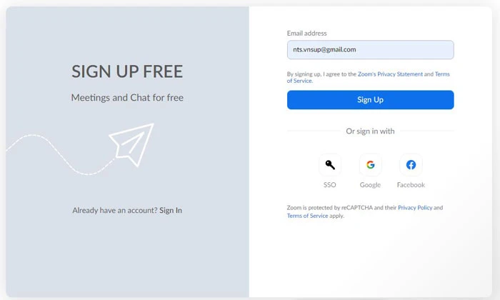 Cách đăng ký tài khoản Zoom
