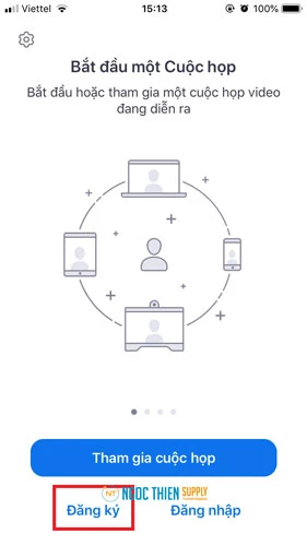 Tại giao diện chính của ứng dụng, nhấp vào Đăng ký