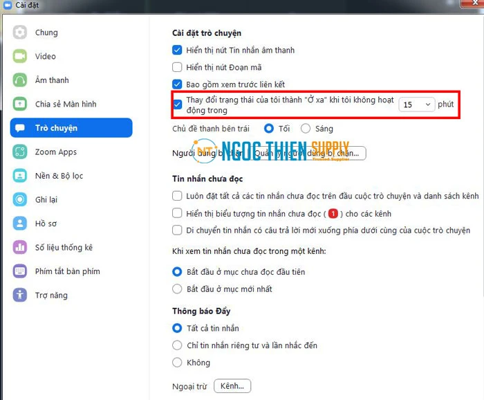 Cách thay đổi trạng thái của tôi thành "Ở xa" khi tôi không hoạt động trên Zoom