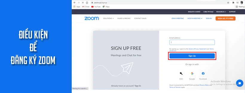 Điều kiện để đăng ký Zoom