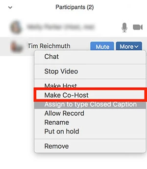 Nhấp vào Make Co-Host.
