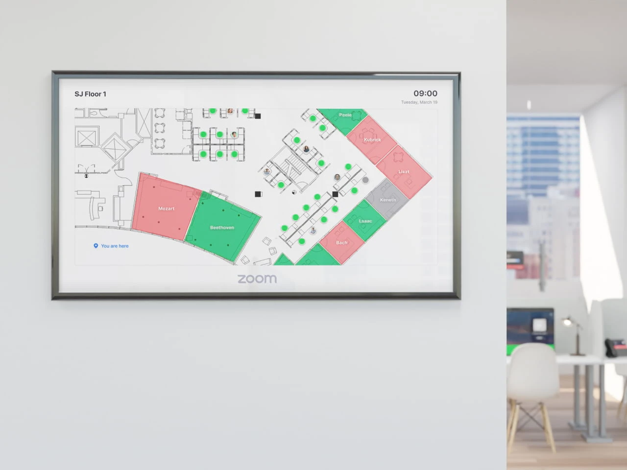 Xem phòng và không gian làm việc đang trống