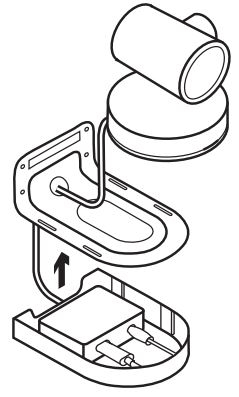 Luồn dây USB qua lỗ ở dưới cùng của ngàm và kết nối với máy ảnh