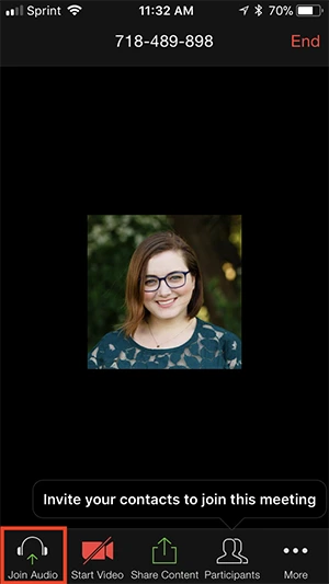 Nếu bạn chọn Cancel, bạn có thể mở lại lời nhắc bằng cách nhấn vào Join Audio.